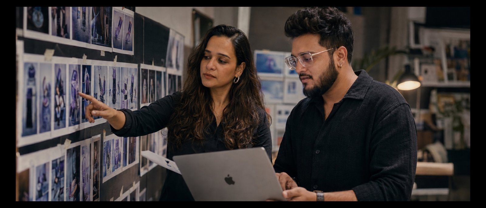 Sauleha Akram and Dhruv Makwana reviewing a digital campaign