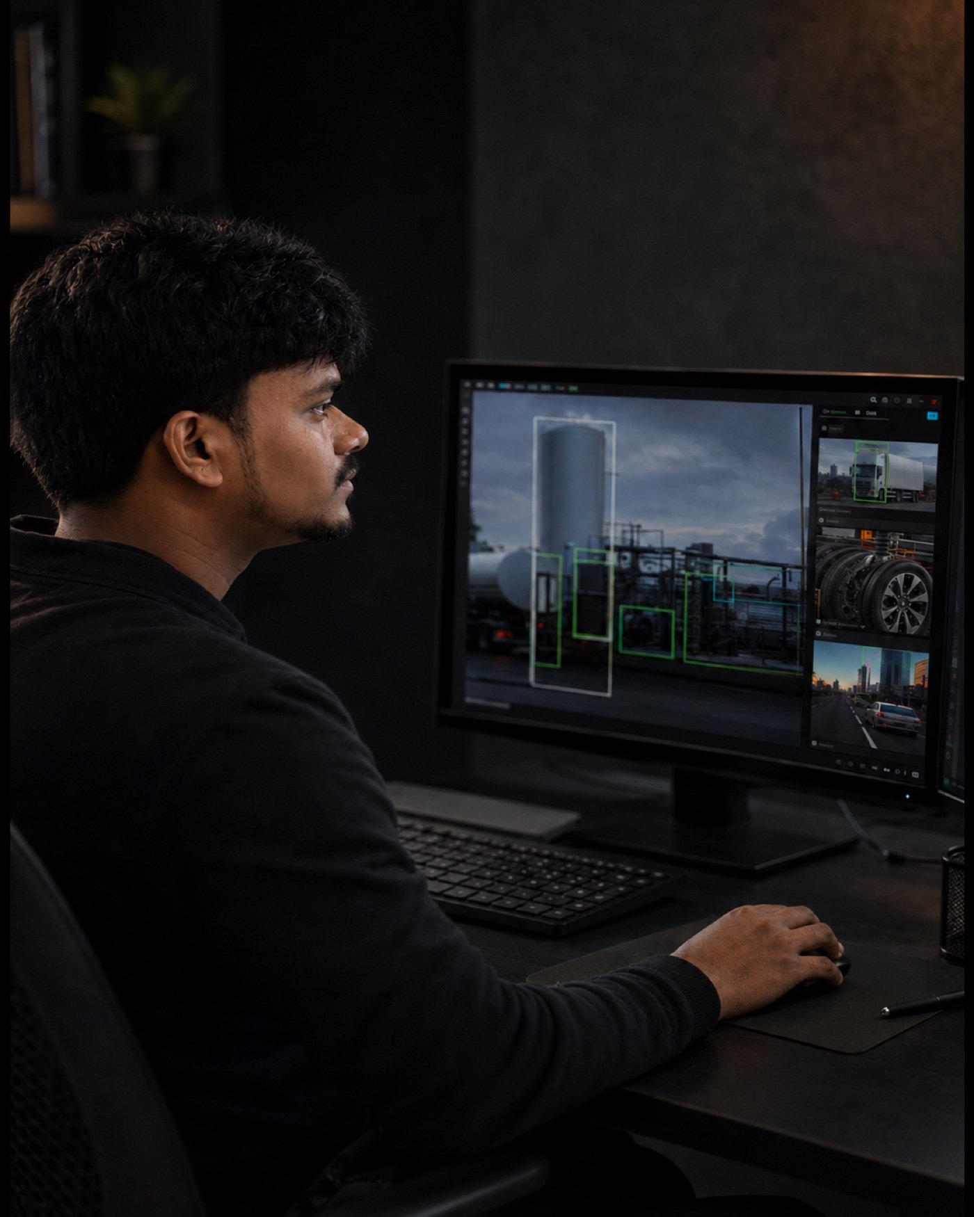Ajai Kumar reviewing labelled industrial imagery for machine learning