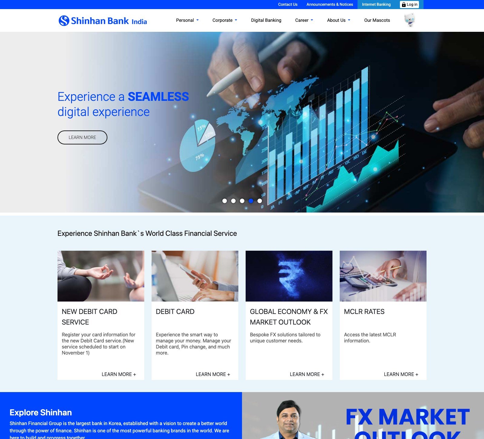 Shinhan Bank India website, live